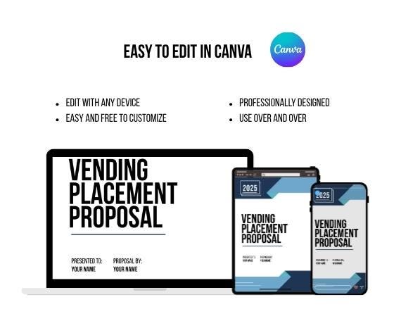 Vending Machine Placement Proposal: Editable Canva Business Plan Template (PDF)