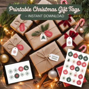 Printable Christmas Gift Tags | Customizable Canva Template (Digital Download)