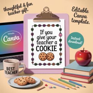 Teacher Appreciation Cookie Letter | Editable Canva Template (PDF)