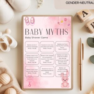 Pink Baby Shower Game Card - Baby Girl Party Printable - Instant Download