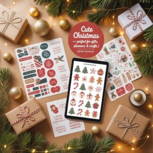 Editable Christmas Stickers: Canva Template, DIY Holiday Labels (Instant Download)