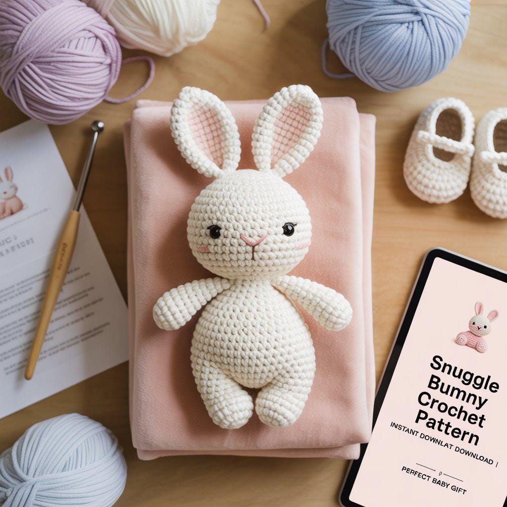 Beginner-Friendly Snuggle Bunny Crochet Pattern– Easy Amigurumi Bunny for Beginners (PDF + Editable Files)
