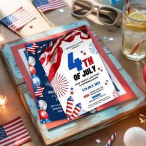 4th of July Party Flyer Templates: Patriotic USA Theme (Canva Editable, Digital Download)