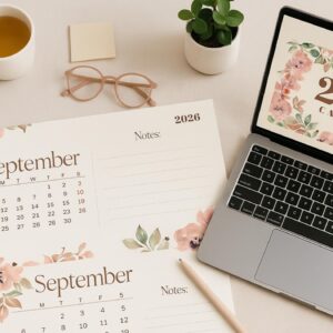 2026 Pastel Calendar: Pink & Green Minimalist Planner (PDF Downloadable, US Letter Size)