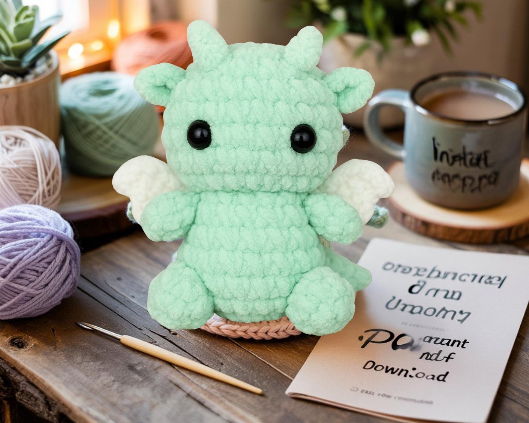 Pocket Dragon Crochet Pattern: Easy Amigurumi Plushie (PDF & Word File)