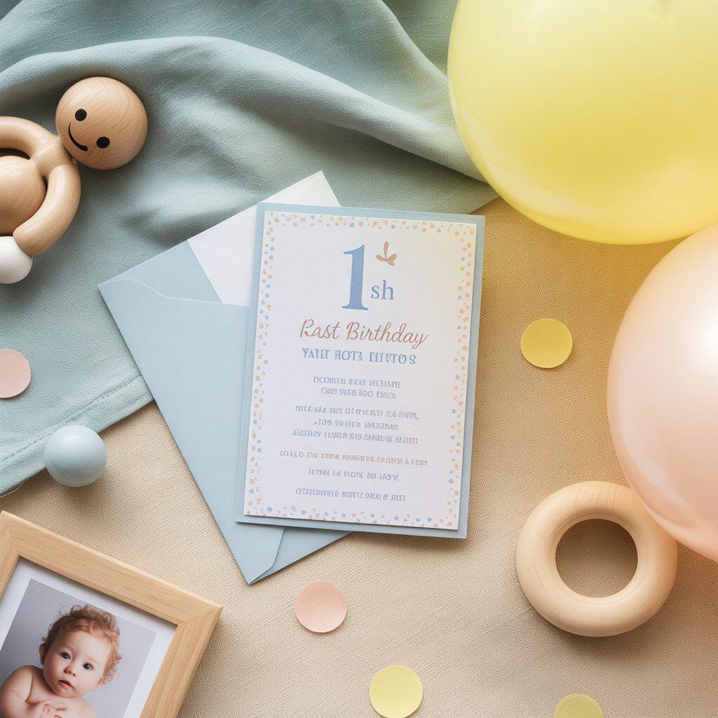 Editable 1st Birthday Invitation Template: Photo Card (Digital Download)