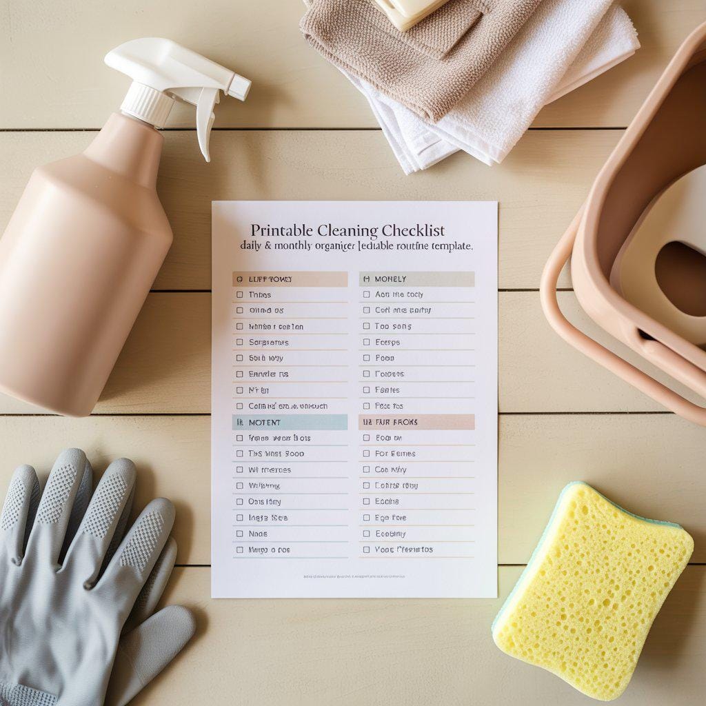 Minimalist Cleaning Checklist Printable: Daily & Monthly Planner (A4/US Letter PDF)