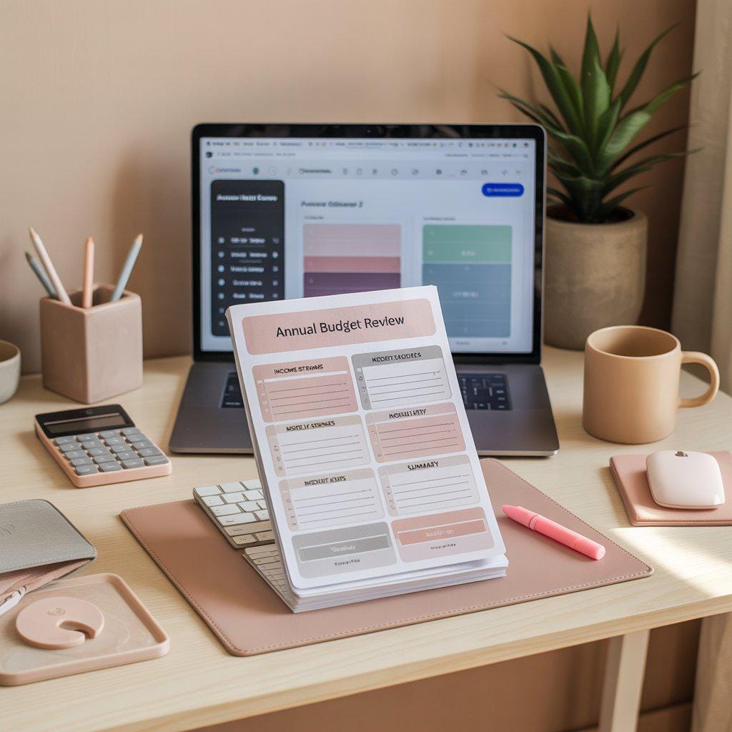 Annual Budget Review Template: Finance Planner (A4 & US Letter PDF)