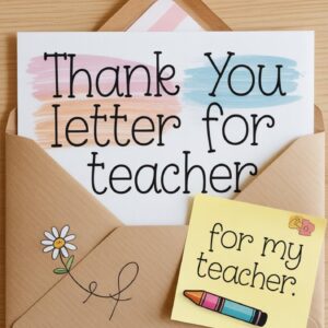 Printable Thank You Letter for Your Teacher – Editable & Instant Download – Teacher Appreciation Gift