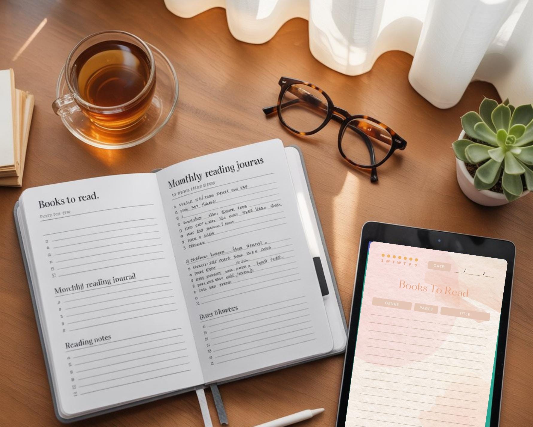 Book Reading Journal Printable: Reading Log, Reviews, Favorite Quotes (PDF Download