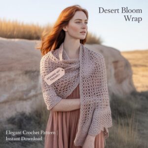Boho Crochet Wrap Pattern: Desert Bloom Shawl (PDF & DOCX Downloadable Files)