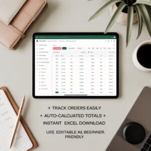 Order Book Excel Template | Small Business Order Tracker | Customer Payment Log