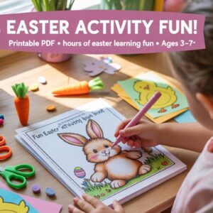 Fun Easter Activity Book | Printable Worksheets for Kids | Coloring, Games & Puzzles | Instant Download PDF