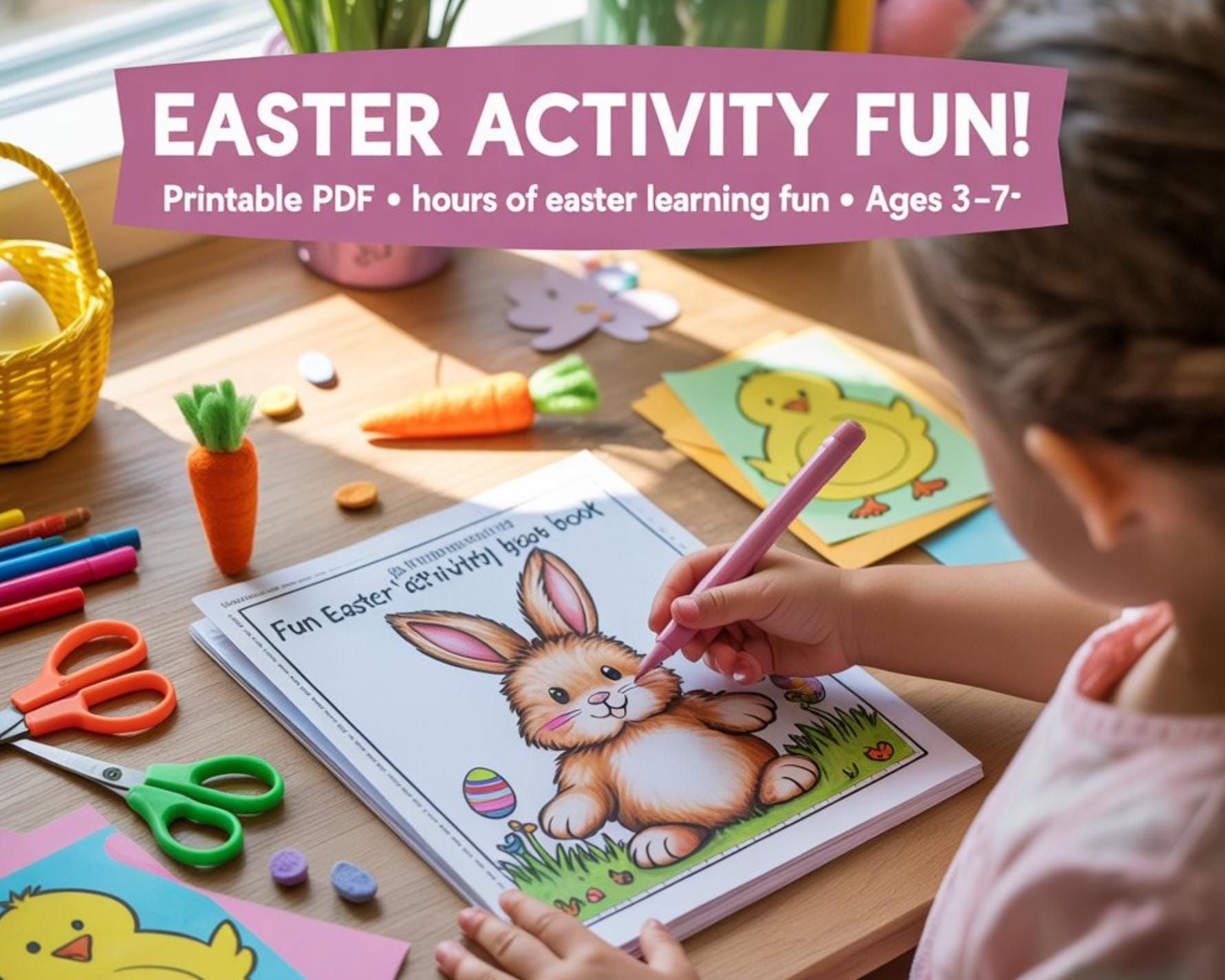 Fun Easter Activity Book | Printable Worksheets for Kids | Coloring, Games & Puzzles | Instant Download PDF