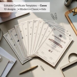 Editable Modern Certificate Template | Printable Canva File (PDF)