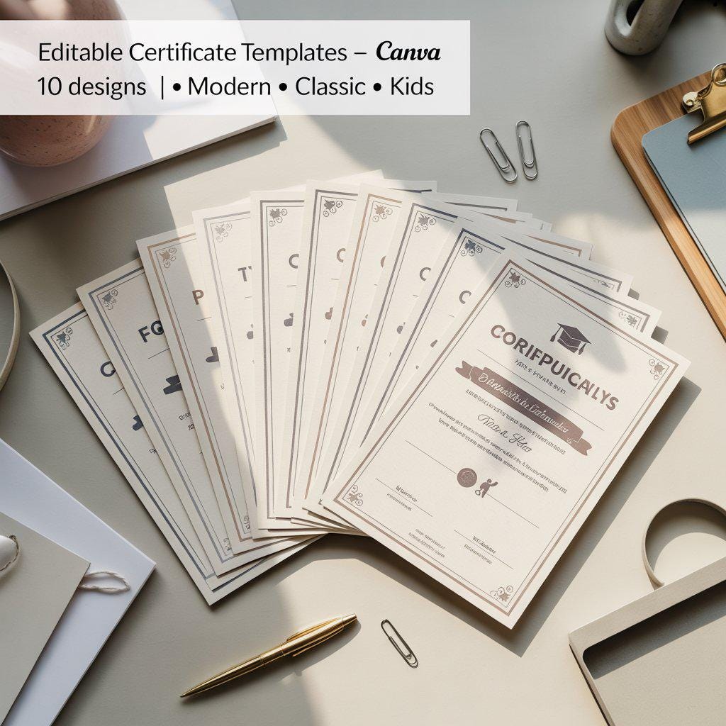Editable Modern Certificate Template | Printable Canva File (PDF)