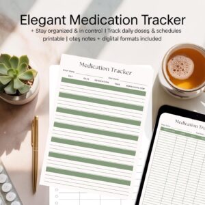 Elegant Medication Tracker Printable | Daily Pill Log | Instant Download PDF