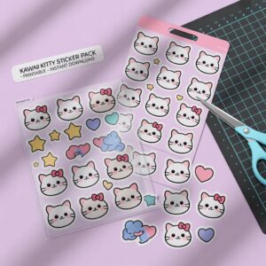 Kawaii Cat Stickers | Waterproof Vinyl Decals for Laptop, Journal
