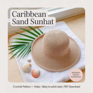 Caribbean Sand Sunhat Crochet Pattern Summer Beach Hat DIY | PDF Instant Download