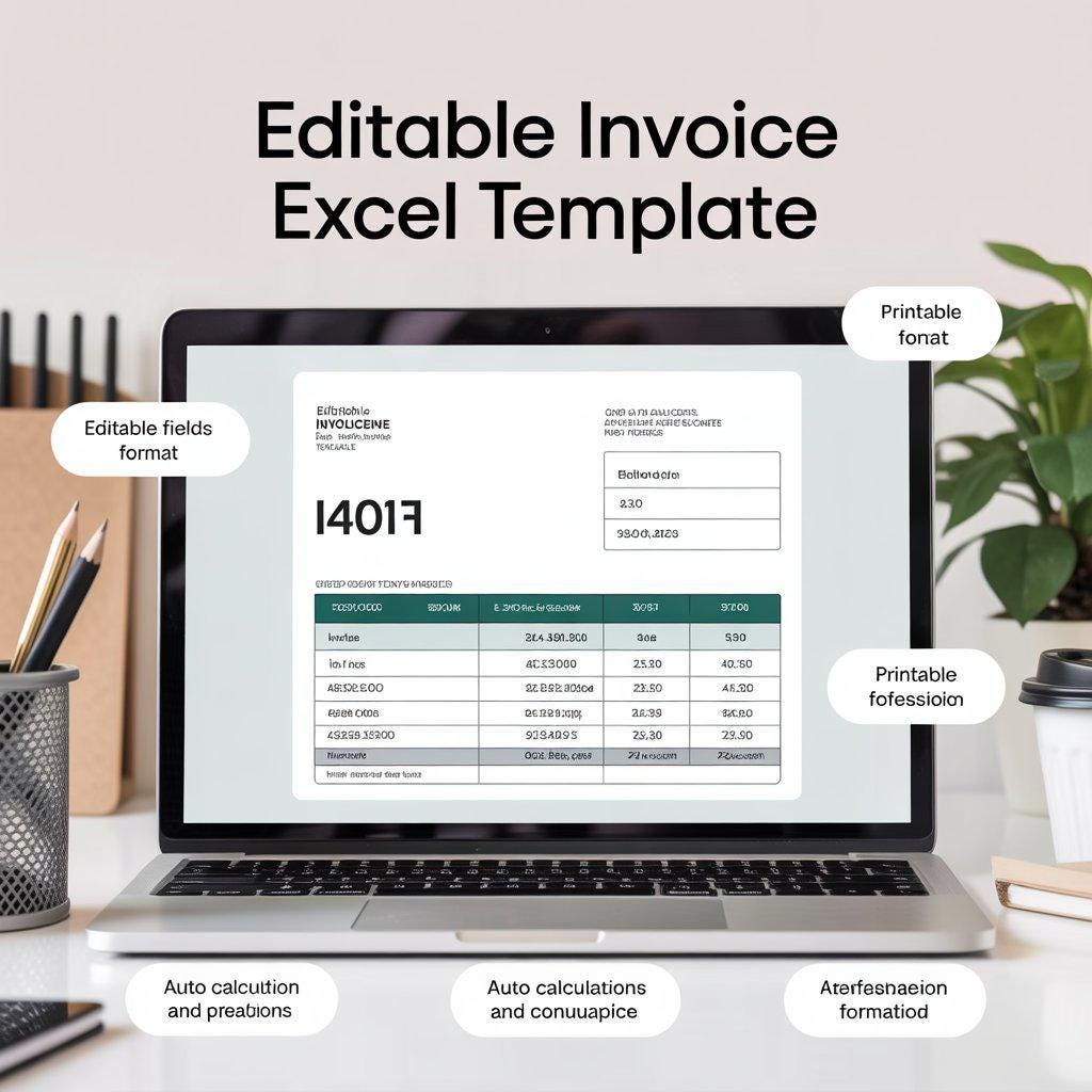 Invoice Excel Template | Small Business Billing Spreadsheet | Editable & Automated Invoicing Tool | Instant Download