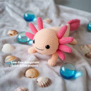 Pebbles the Axolotl Crochet Pattern – Amigurumi Plushie Toy (PDF & Word File)