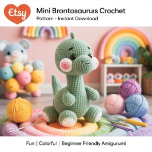 Amigurumi Dinosaur Crochet Pattern PDF | Mini Brontosaurus Plush Toy DIY | Beginner Crochet Pattern Instant Download