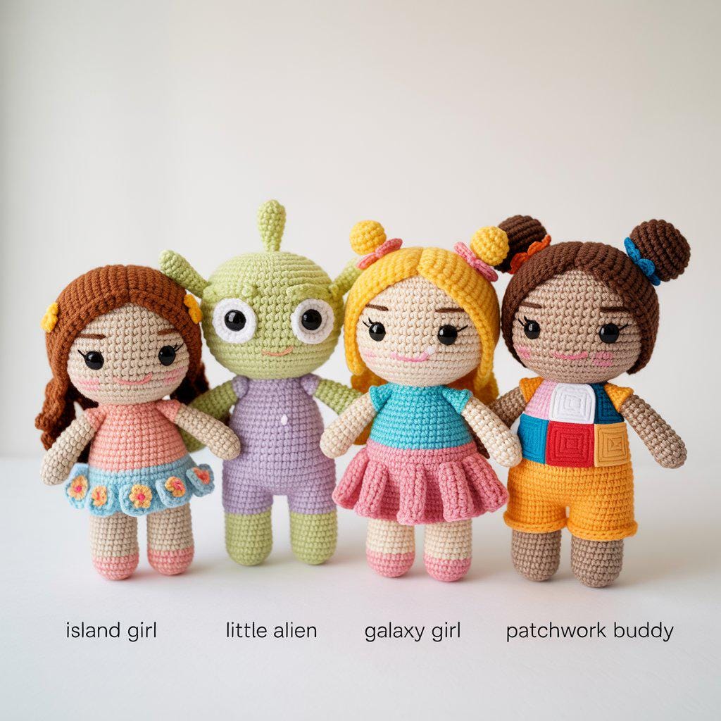 Amigurumi Crochet Pattern Bundle PDF | 4 Low Sew Plush Toy Patterns | Beginner Crochet Stuffed Animal DIY Instant Download