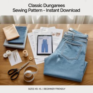 DIY Dungarees Sewing Pattern | Straight Leg Overalls Pattern XS–XL | Beginner Friendly Sewing Guide