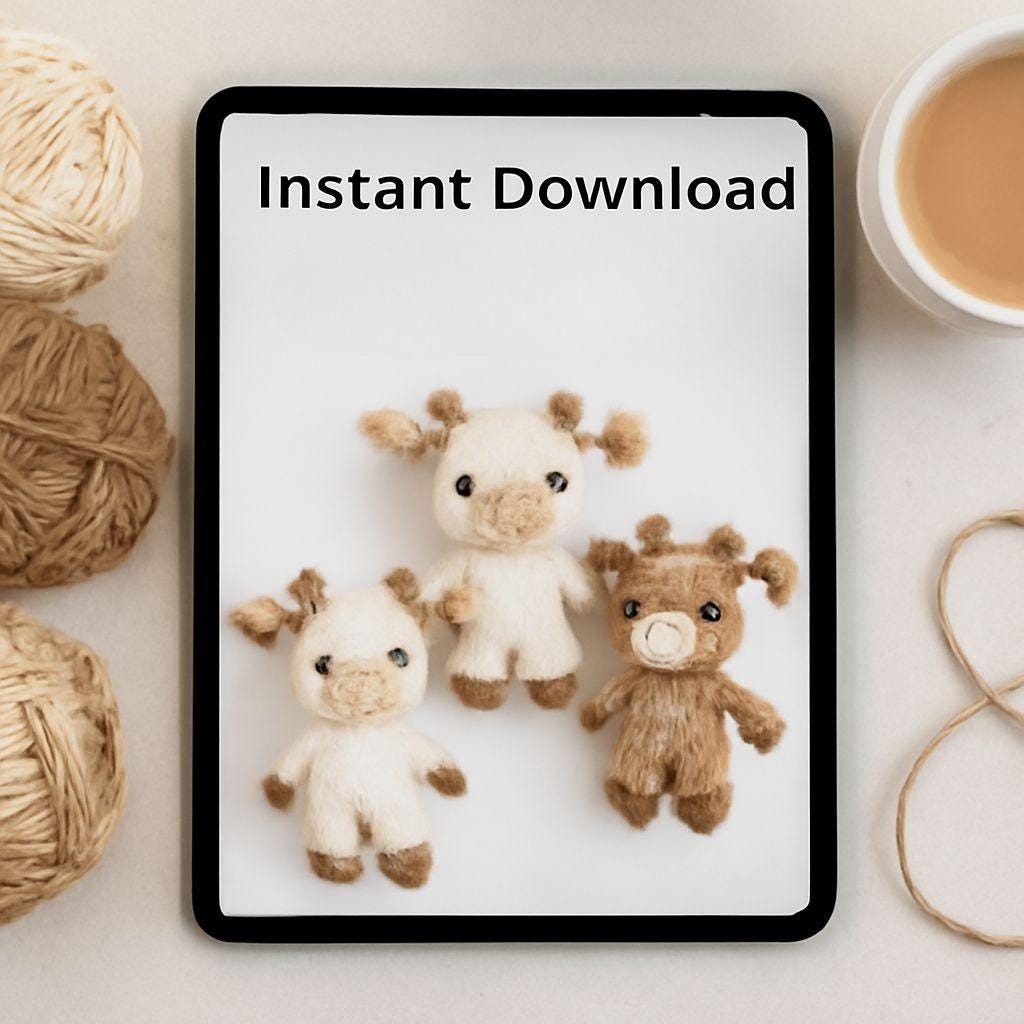 Baby Cow Trio Crochet Pattern PDF | Amigurumi Farm Animal Set | Beginner Friendly Plush Toy Crochet Instructions