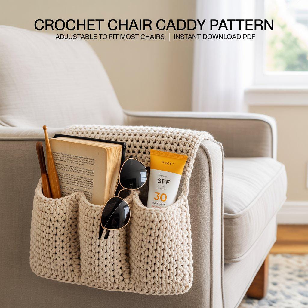 Crochet Chair Caddy Pattern: DIY Storage Organizer (PDF Pattern)