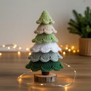 Frosted Evergreen Christmas Tree Crochet Pattern | Holiday Decor PDF + Word
