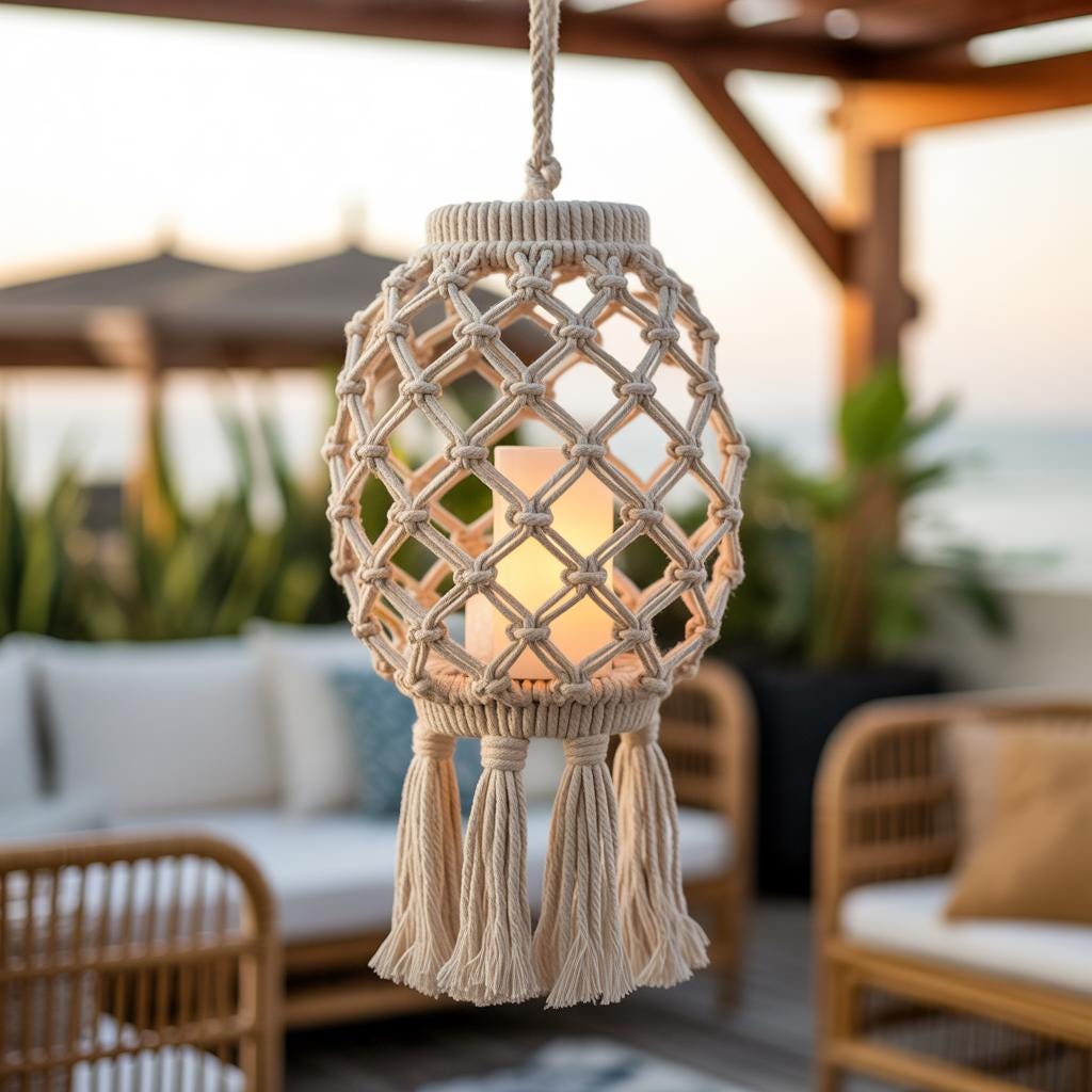 Boho Crochet Lampion Pattern | DIY Lantern Home Decor PDF + Word