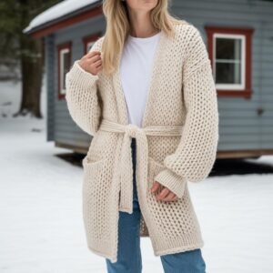 Snowbound Comfort Cardigan Crochet Pattern | Cozy Winter Sweater PDF + Word