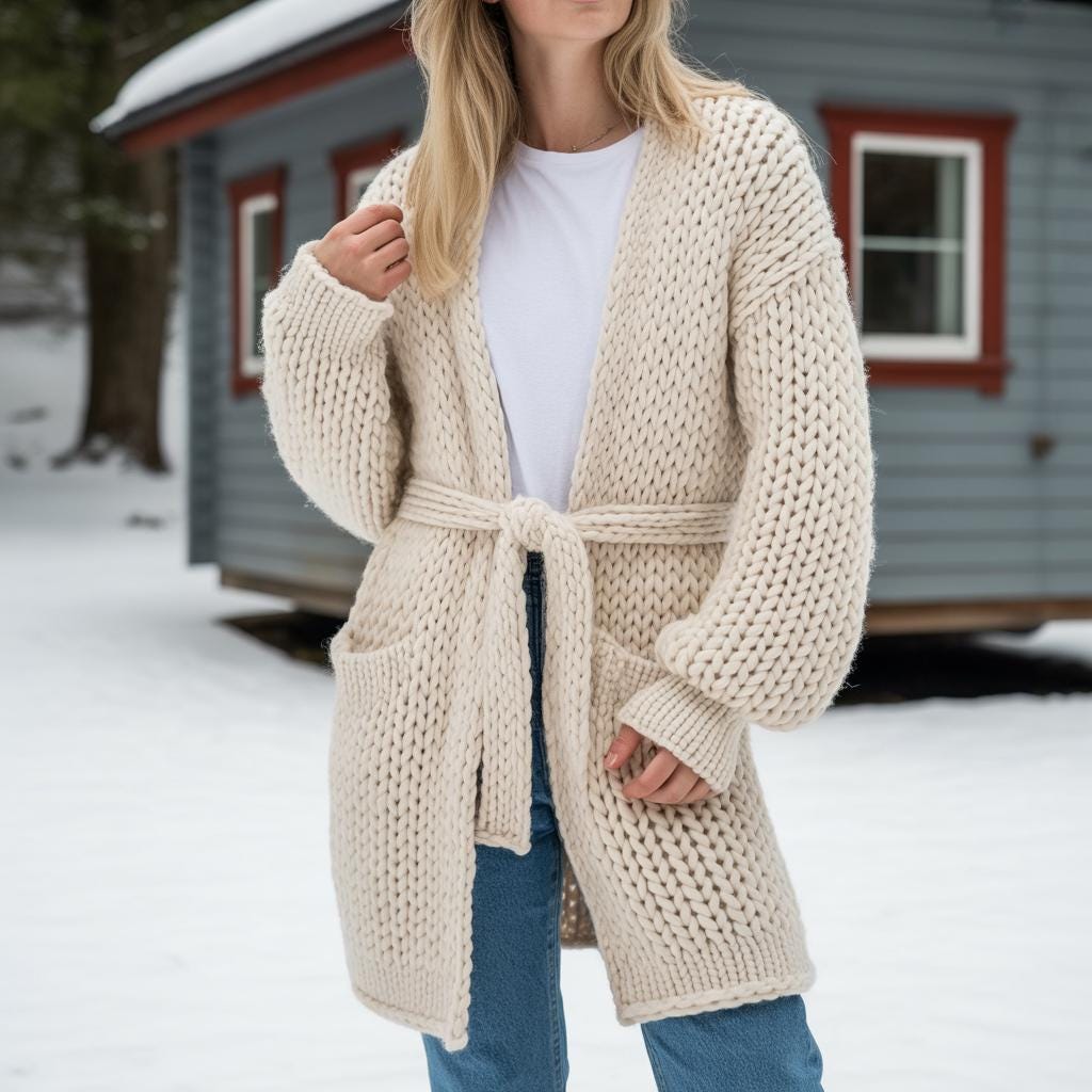 Snowbound Comfort Cardigan Crochet Pattern | Cozy Winter Sweater PDF + Word