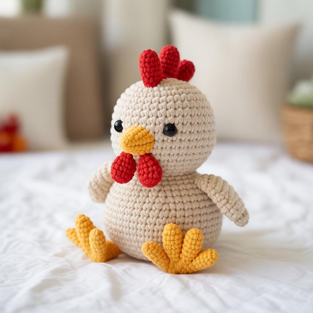 Crochet Chicken Amigurumi Pattern | Farm Animal Plush (PDF + Word)