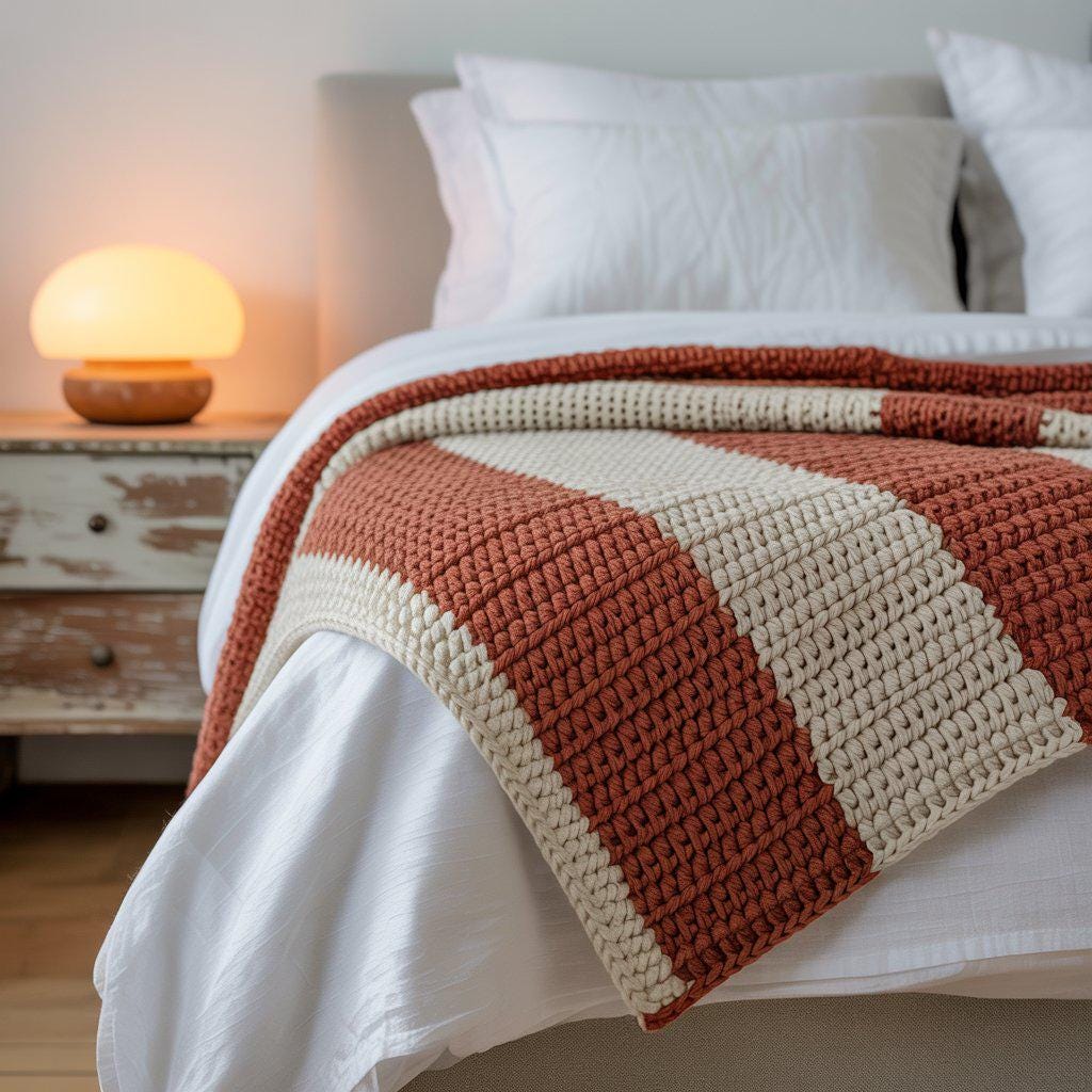 Terracotta Shores Blanket Crochet Pattern | Cozy Throw DIY PDF + Word | Modern Home Decor