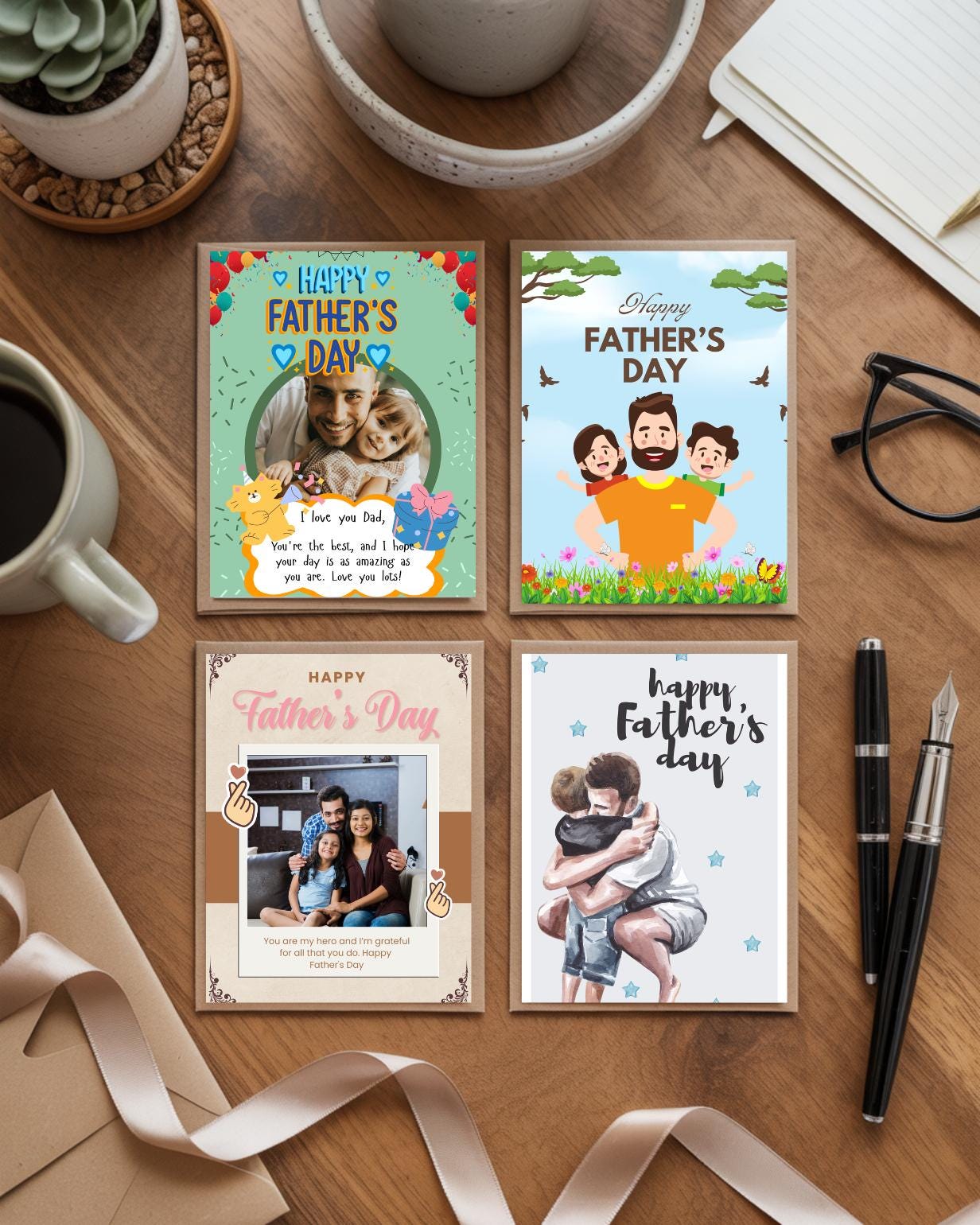 Happy Father's Day Card PNG: DIY Gift Clipart (Digital Download)
