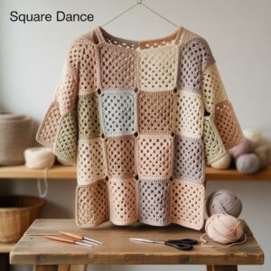 Square Dance Crochet Shirt Pattern | Boho Top DIY Clothing PDF + Word